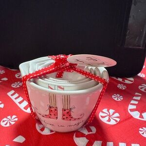 Rae Dunn Red and White Holiday Measuring Cups